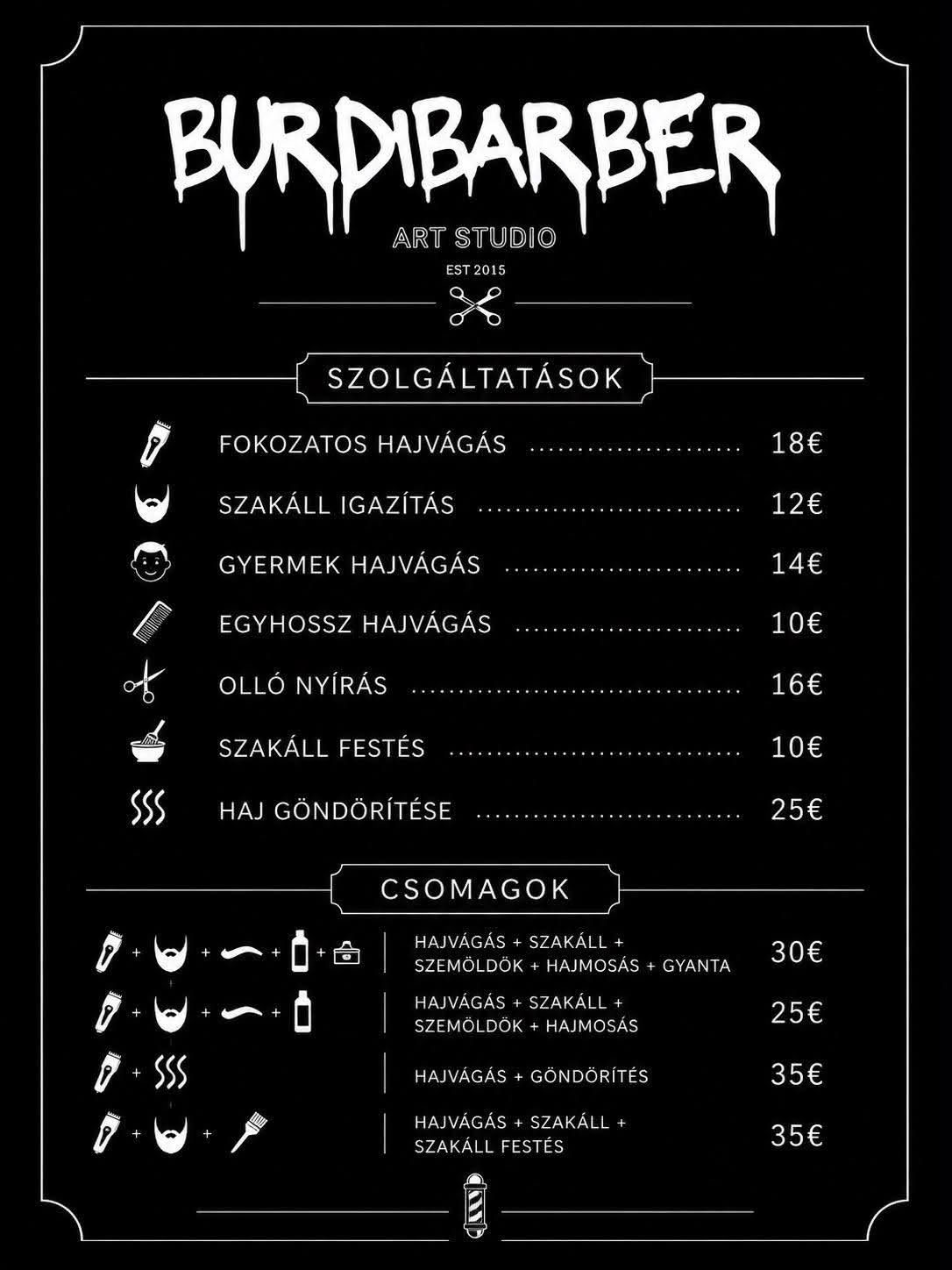 BurdiBarber árlista